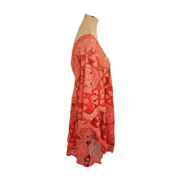 Sol & Sea Orange Lace Beach Coverup Sz L / XL - Picture 4 of 9